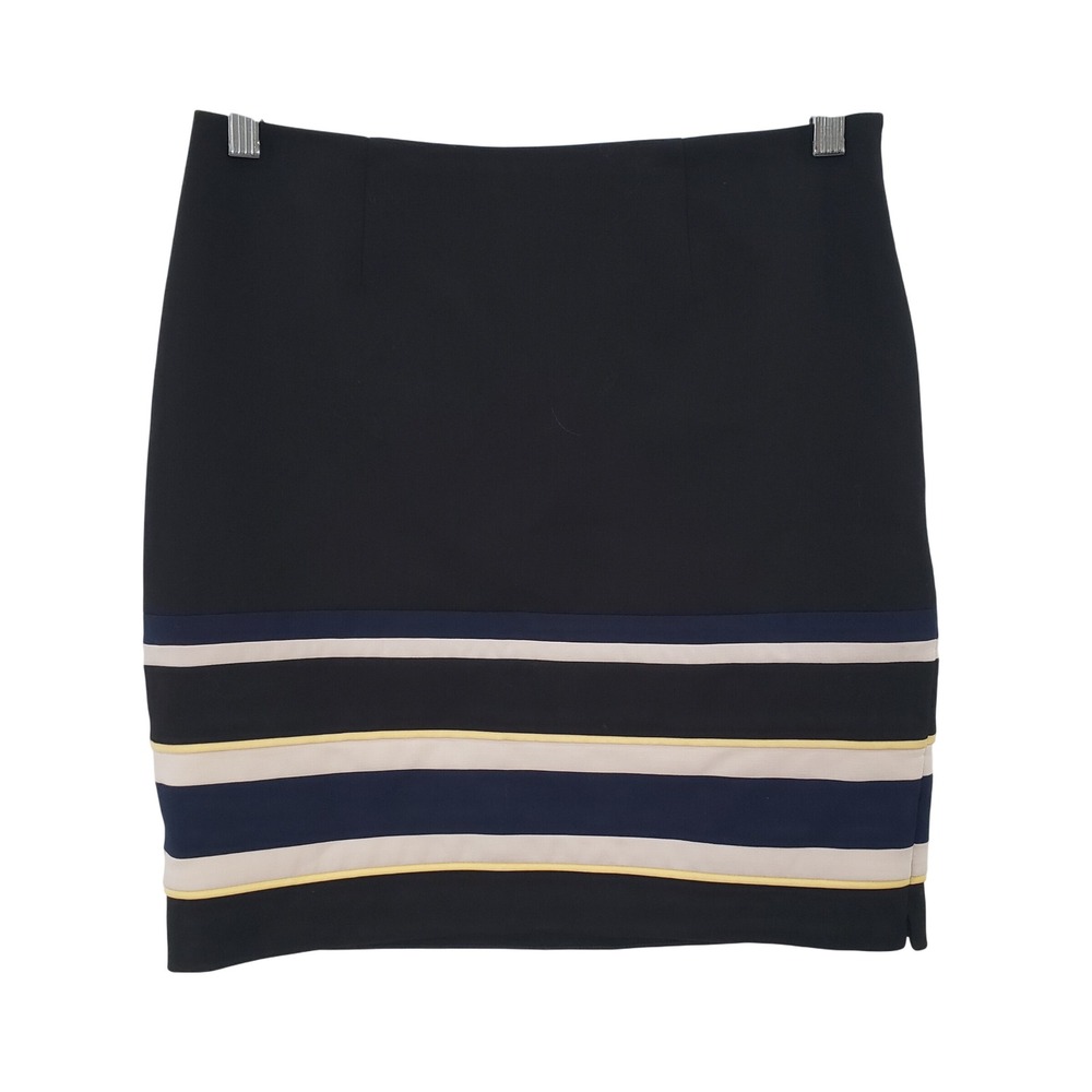 White House Black Market Black Striped Trim Pencil Skirt Womens Size‎ 4 Modern